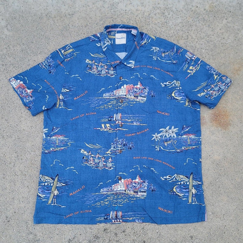 Vtg Tommy Bahama Hawaii 100% Silk Button-down Shirt
